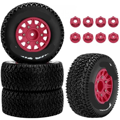 IVLAZLRG Universelle RC -Reifen für 2WD -Autos mit 1/10 Skala mit 12 mm und 14 mm Sechskantradkompatibilität(Red) von IVLAZLRG