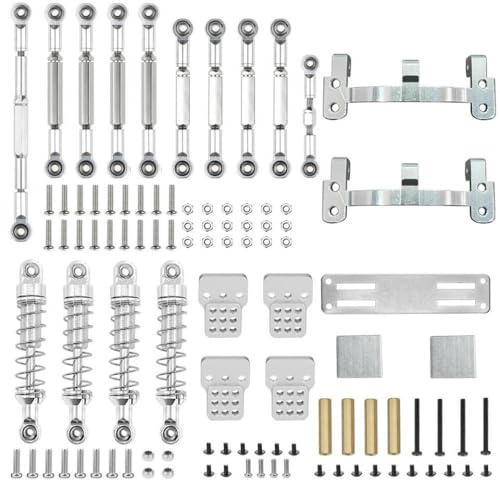 IVLAZLRG Upgrade Metall Pull -Stange Lenkung Pull Stange Servo Basis Basis Stoßdämpfer kompatibel mit WPLC14 C24 1/16 Mn 99S B90 98 RC -Autoteile(Silver for WPL) von IVLAZLRG
