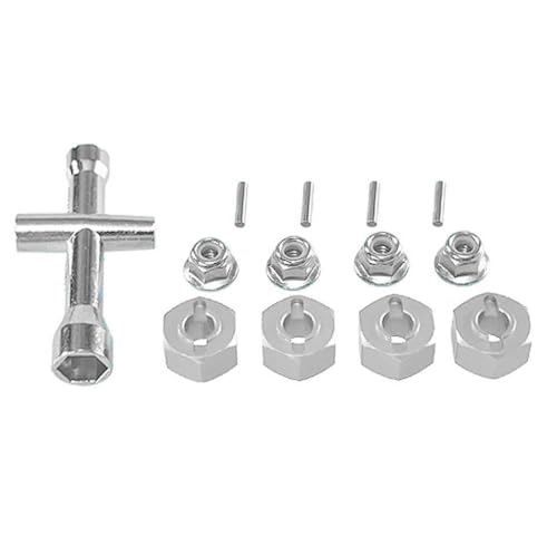 IVLAZLRG Upgrade-Schraubenschlüssel-Sechskant M4-Nussmetallteile kompatibel mit Hyper GO 1/14 14209-10 H14BM 14301-02-03 1/16 H16BM Fernbedienungsauto(Silver) von IVLAZLRG