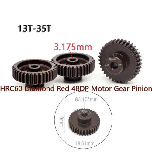 IVLAZLRG YSIDO HRC60 Diamond Red 48DP Motor Zahnradritzel kompatibel für 1/10 1/12 1/14 RC -Autos in 13 t bis 35T -Größen erhältlich(1Pcs 48DP 32T D) von IVLAZLRG