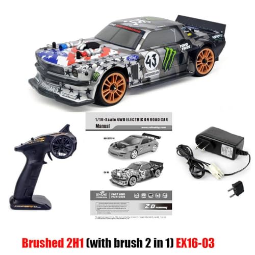 IVLAZLRG ZD Racing EX-16 1/16 RC-Auto mit bürstenlosen Motor 4WD-Fernbedienungsfahrzeug für Onroad-Touring-kompatible Modellgeschwindigkeit von bis zu 40 km/h(Brushed 2H1 EX16-03) von IVLAZLRG