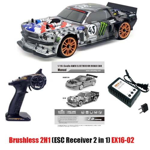 IVLAZLRG ZD Racing EX-16 1/16 RC-Auto mit bürstenlosen Motor 4WD-Fernbedienungsfahrzeug für Onroad-Touring-kompatible Modellgeschwindigkeit von bis zu 40 km/h(Brushless 2H1 EX1602) von IVLAZLRG