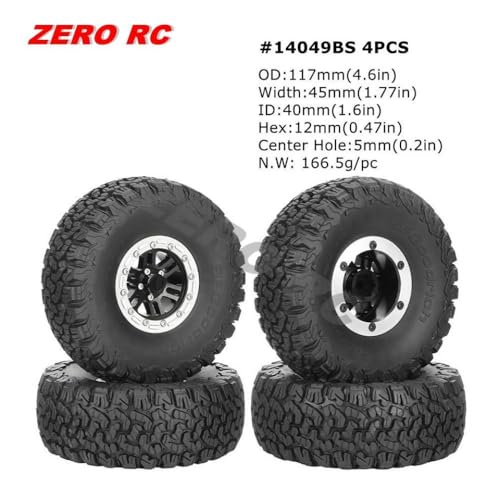 IVLAZLRG Zusammengebildete Metall-Off-Road 1,9-Zoll-Perldlock-Räder mit Reifen, die mit 90 mm bis 108 mm für 1/10 Rock Crawler RC-Autos kompatibel sind(14049BS-4PCS) von IVLAZLRG
