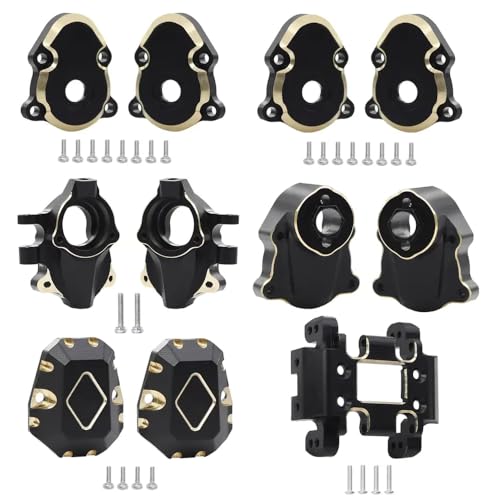 Schwarz beschichtete Messing Skid Plattenlenker Lenkung Knöchel Set kompatibel mit 1 18 -Skala -RC -Crawler -Modellen vorderer Außenhöhlen -Portal -Diff -Abdeckungen für 18 und ähnliche Fahrzeuge(Set von IVLAZLRG