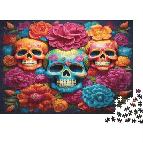 Colorful Flowers Skull 500 Stück Puzzles Für Erwachsene Teenager Abbauen FamilienGift Puzzle Puzzles DIY Kit Lernspiel Spielzeug Geschenk Farbenfrohes Legespiel Impossible Puzzle 500pcs (52x38cm) von IVYARD