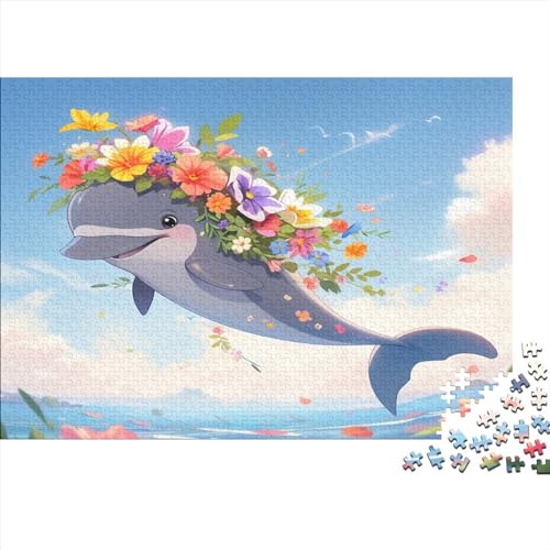 Cute Dolphin 1000 Teile Erwachsene Puzzles Für Erwachsene Klassische Jigsaw Puzzle Puzzle Schwer Pädagogisches Spielzeug Geschicklichkeitsspiel Für Die Ganze Familie 1000pcs (75x50cm) von IVYARD
