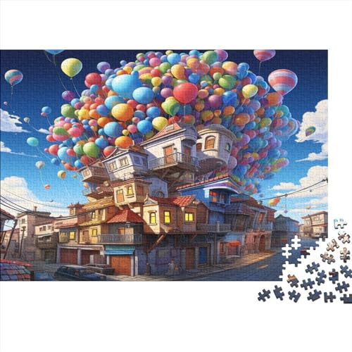 Flying House Travel 500 Teile Erwachsenen Puzzle Farbenfrohes Puzzles Für Erwachsene in Bewährter Qualität Animation Style Impossible Puzzles DIY Kit Lernspiel Spielzeug Geschenk 500pcs (52x38cm) von IVYARD