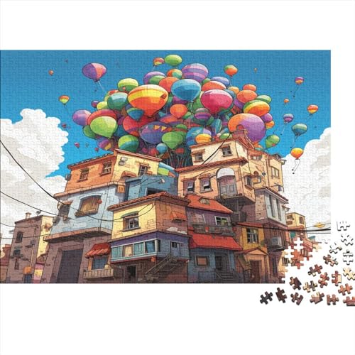 Flying House Travel Puzzle 500 Teile Erwachsene Puzzles Für Erwachsene Klassische Schwer Pädagogisches Spielzeug Animation Style Impossible Puzzles DIY Kit Lernspiel Spielzeug Geschenk 500pcs (52x38c von IVYARD