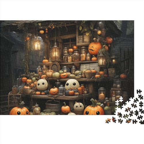 Monster Pumpkin Hut 1000 Teile Erwachsenen Puzzle Farbenfrohes Puzzles Für Erwachsene in Bewährter Qualität Halloween Impossible Puzzles DIY Kit Lernspiel Spielzeug Geschenk 1000pcs (75x50cm) von IVYARD