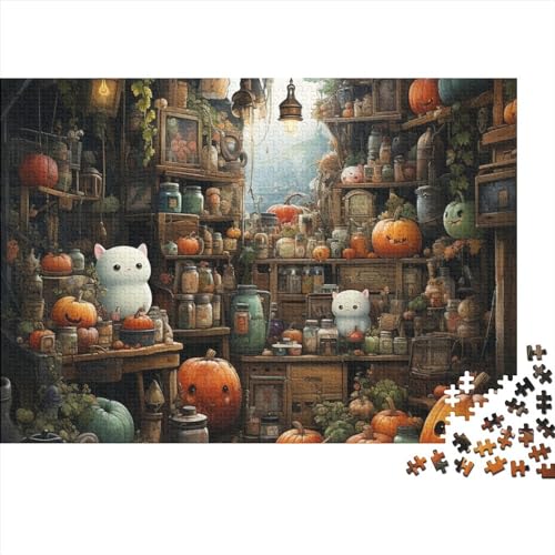 Monster Pumpkin Hut 300 Teile Erwachsene Puzzles Für Erwachsene Klassische Halloween Puzzle Schwer Pädagogisches Spielzeug Geschicklichkeitsspiel Für Die Ganze Familie 300pcs (40x28cm) von IVYARD