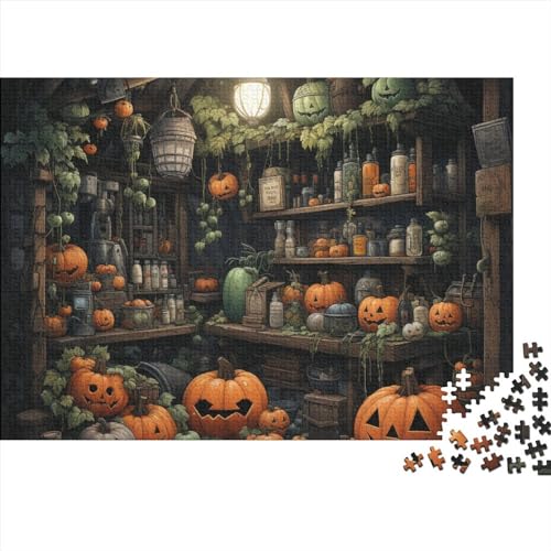 Monster Pumpkin Hut 500 Teile Impossible Puzzle Erwachsenenhalloween Puzzles Geschickli Chkeitsspiel Für Die Ganze Familie Farbenfrohes Legespiel DIY Kit 500pcs (52x38cm) von IVYARD