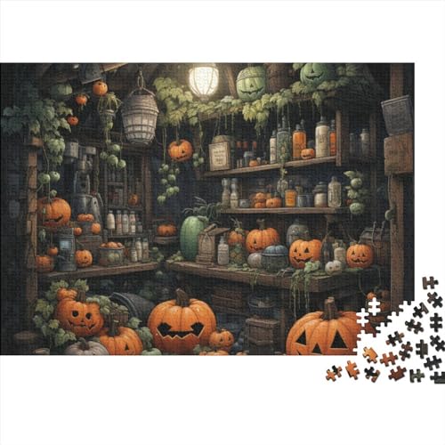 Monster Pumpkin Hut Puzzle 1000 Teile Erwachsene Puzzles Für Erwachsene Klassische Schwer Pädagogisches Spielzeug Halloween Impossible Puzzles DIY Kit Lernspiel Spielzeug Geschenk 1000pcs (75x50cm) von IVYARD