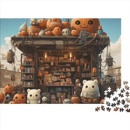 Monster Pumpkin Hut Puzzle 1000 Teile Erwachsene Puzzles Für Erwachsene Klassische Schwer Pädagogisches Spielzeug Halloween Impossible Puzzles DIY Kit Lernspiel Spielzeug Geschenk 1000pcs (75x50cm) von IVYARD