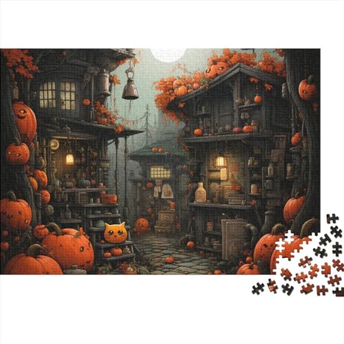 Monster Pumpkin Hut Puzzle 500 Teile Erwachsene Puzzles Für Erwachsene Klassische Schwer Pädagogisches Spielzeug Halloween Impossible Puzzles DIY Kit Lernspiel Spielzeug Geschenk 500pcs (52x38cm) von IVYARD