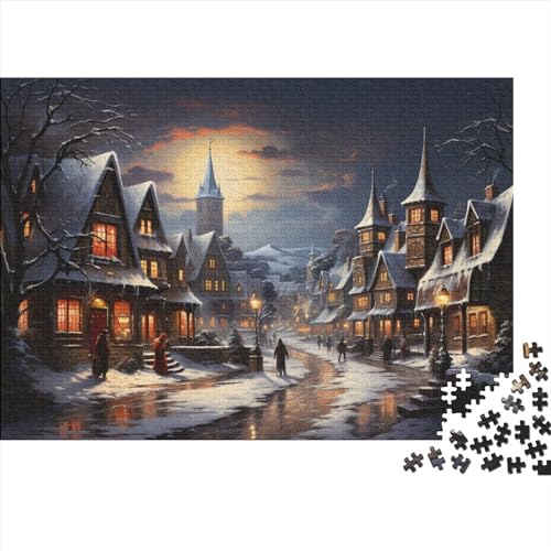 Winter Romantic Town 500 Teile Erwachsene Puzzles Für Erwachsene Klassische Jigsaw Puzzle Puzzle Schwer Pädagogisches Spielzeug Geschicklichkeitsspiel Für Die Ganze Familie 500pcs (52x38cm) von IVYARD