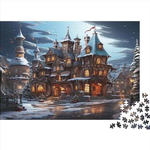 Winter Romantic Town Puzzle 300 Teile Erwachsene Puzzles Für Erwachsene Klassische Schwer Pädagogisches Spielzeug Jigsaw Puzzle Impossible Puzzles DIY Kit Lernspiel Spielzeug Geschenk 300pcs (40x28cm von IVYARD