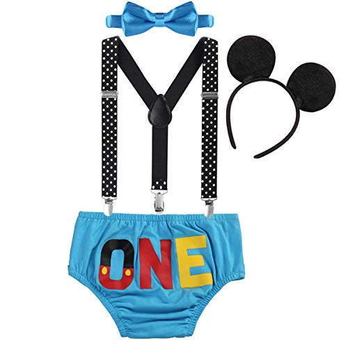 IWEMEK Baby Mouse 1. / 2./ 3. Geburtstag Halloween Kostüm Outfit Unterhose + Fliege + Y-Form Hosenträger + Maus Ohren 4pcs Bekleidungssets Fotoshooting Kostüm für Unisex Jungen Mädchen IWEMEK Baby Mouse 1. / 2./ 3. Geburtstag Halloween Kostüm Outfit Unterhose + Fliege + Y-Form Hosenträger + Maus Ohren 4pcs Bekleidungssets Fotoshooting Kostüm für Unisex Jungen Mädchen von IWEMEK