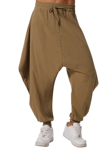 IWEMEK Baumwoll Hose Herren Lang Sommerhose, Vintage Bequeme Sommer Harenallee mit Seitentaschen, Lockere Tapered Hosen für Freizeit, Reisen und Streetstyle khaki 3XL IWEMEK Baumwoll Hose Herren Lang Sommerhose, Vintage Bequeme Sommer Harenallee mit Seitentaschen, Lockere Tapered Hosen für Freizeit, Reisen und Streetstyle khaki 3XL von IWEMEK