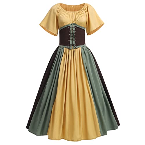 IWEMEK Gothic Kleidung Damen Mittelalter Kleid Lang Renaissance Viktorianisches Kost�m Retro Partykleid Halloween Karneval Vintage Korsettkleid mit ausgestellten �rmeln braun XXL IWEMEK Gothic Kleidung Damen Mittelalter Kleid Lang Renaissance Viktorianisches Kost�m Retro Partykleid Halloween Karneval Vintage Korsettkleid mit ausgestellten �rmeln braun XXL von IWEMEK