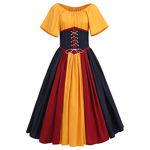 IWEMEK Gothic Kleidung Damen Mittelalter Kleid Lang Renaissance Viktorianisches Kostüm Retro Partykleid Halloween Karneval Vintage Korsettkleid mit ausgestellten Ärmeln gelb XXL IWEMEK Gothic Kleidung Damen Mittelalter Kleid Lang Renaissance Viktorianisches Kostüm Retro Partykleid Halloween Karneval Vintage Korsettkleid mit ausgestellten Ärmeln gelb XXL von IWEMEK