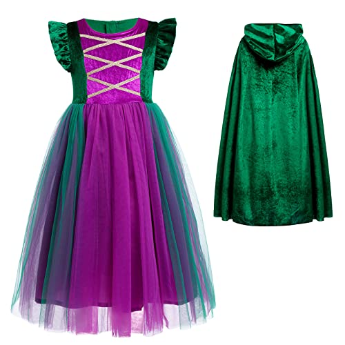 IWEMEK Hocus Pocus Hexe Kinder Tutu Kleid für Mädchen mit Umhang und Perücke - Elegantes Halloween Kostüm aus Tüll Multilayer Karneval Grün 160 IWEMEK Hocus Pocus Hexe Kinder Tutu Kleid für Mädchen mit Umhang und Perücke - Elegantes Halloween Kostüm aus Tüll Multilayer Karneval Grün 160 von IWEMEK