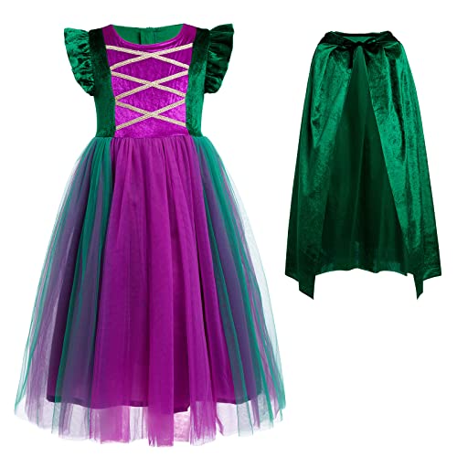 IWEMEK Hocus Pocus Kostüm Kinder Mary Sanderson Kostüm, Mädchen Hexenkostüm Fliegende Ärmel Samt Tüll Hexenkleid Kapuzenmantel Karneval Geburtstag Party Halloween Verkleidung Outfit grün 130 IWEMEK Hocus Pocus Kostüm Kinder Mary Sanderson Kostüm, Mädchen Hexenkostüm Fliegende Ärmel Samt Tüll Hexenkleid Kapuzenmantel Karneval Geburtstag Party Halloween Verkleidung Outfit grün 130 von IWEMEK