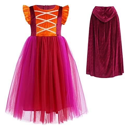 IWEMEK Hocus Pocus Kostüm Kinder Mary Sanderson Kostüm, Mädchen Hexenkostüm Fliegende Ärmel Samt Tüll Hexenkleid Kapuzenmantel Karneval Geburtstag Party Halloween Verkleidung Outfit weinrot 160 IWEMEK Hocus Pocus Kostüm Kinder Mary Sanderson Kostüm, Mädchen Hexenkostüm Fliegende Ärmel Samt Tüll Hexenkleid Kapuzenmantel Karneval Geburtstag Party Halloween Verkleidung Outfit weinrot 160 von IWEMEK
