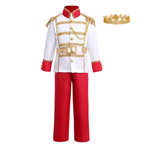 IWEMEK Kostüm Prinz Charming Kinder Jungen Königlicher Prinz Märchenprinz Kleidung mit Jacke Gürtel + König Krone Zepter Cosplay Karneval Halloween Mottoparty Rot 3-4 Jahre IWEMEK Kostüm Prinz Charming Kinder Jungen Königlicher Prinz Märchenprinz Kleidung mit Jacke Gürtel + König Krone Zepter Cosplay Karneval Halloween Mottoparty Rot 3-4 Jahre von IWEMEK