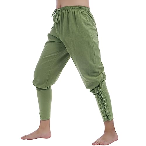 IWEMEK Mittelalter Hose Herren Larp Piratenhose Renaissance Baumwolle Piraten Kostüm Bundbündchen Verstellbar Viktorianische Halloween Karnevalskostüm für Festival, Party,Karneval,Cosplay IWEMEK Mittelalter Hose Herren Larp Piratenhose Renaissance Baumwolle Piraten Kostüm Bundbündchen Verstellbar Viktorianische Halloween Karnevalskostüm für Festival, Party,Karneval,Cosplay von IWEMEK