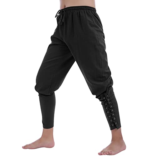 IWEMEK Mittelalter Hose Herren Larp Piratenhose Renaissance Baumwolle Piraten Kostüm Bundbündchen Verstellbar Viktorianische Halloween Karnevalskostüm für Festival, Party,Karneval,Cosplay IWEMEK Mittelalter Hose Herren Larp Piratenhose Renaissance Baumwolle Piraten Kostüm Bundbündchen Verstellbar Viktorianische Halloween Karnevalskostüm für Festival, Party,Karneval,Cosplay von IWEMEK