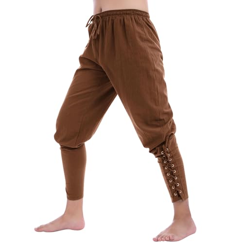 IWEMEK Mittelalter Hose Herren Larp Piratenhose Renaissance Baumwolle Piraten Kostüm Bundbündchen Verstellbar Viktorianische Halloween Karnevalskostüm für Festival, Party,Karneval,Cosplay IWEMEK Mittelalter Hose Herren Larp Piratenhose Renaissance Baumwolle Piraten Kostüm Bundbündchen Verstellbar Viktorianische Halloween Karnevalskostüm für Festival, Party,Karneval,Cosplay von IWEMEK