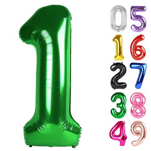 Dunkelgrüner Ballon Zahl 1 101.6 cm 1. Geburtstag Ballon für Baby Junge Mädchen Kleinkind Erster Geburtstag Dekorationen, Glänzend Dunkelgrün Party Supplies Dunkelgrüner Ballon Zahl 1 101.6 cm 1. Geburtstag Ballon für Baby Junge Mädchen Kleinkind Erster Geburtstag Dekorationen, Glänzend Dunkelgrün Party Supplies von IWERP