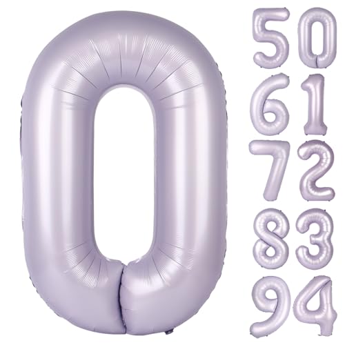 Flieder Zahlenballon 40 Zoll, 0 Zahlenballons, 10 20 30 40 50 Zahlen Ballon Geburtstagsdekorationen, Partyzubehör für Frauen von IWERP