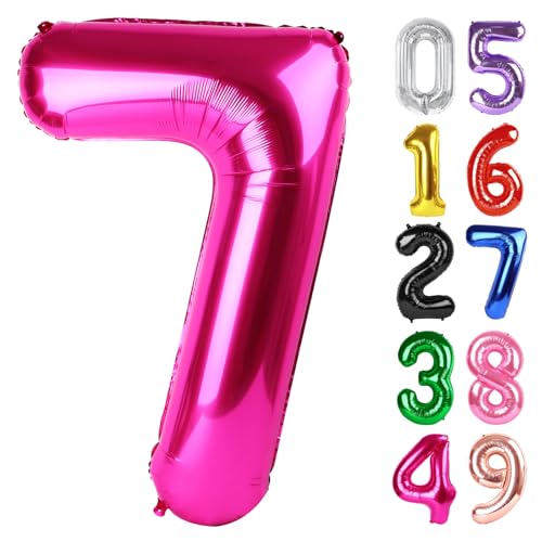 Hot Pink Luftballon Zahl 7 40 Zoll, 7 Geburtstag Party Dekorationen für Kinder, Riesen Glitzer 7 Form Folienballon für Party Supplies Hot Pink Luftballon Zahl 7 40 Zoll, 7 Geburtstag Party Dekorationen für Kinder, Riesen Glitzer 7 Form Folienballon für Party Supplies von IWERP