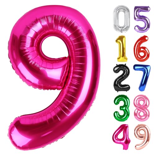 Hot Pink Luftballon Zahl 9 101.6 cm 9 Geburtstag Party Dekorationen für Kinder, Riesen Glitzer 9 Form Folienballon für Party Supplies Hot Pink Luftballon Zahl 9 101.6 cm 9 Geburtstag Party Dekorationen für Kinder, Riesen Glitzer 9 Form Folienballon für Party Supplies von IWERP