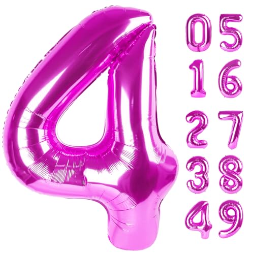 Rosy Lila 4 Luftballon Zahlenballons 40 Zoll 4 Geburtstag Dekorationen für Mädchen Vier Große Zahlen für Party Dekor Zahl 4 Ballon Rosy Lila 4 Luftballon Zahlenballons 40 Zoll 4 Geburtstag Dekorationen für Mädchen Vier Große Zahlen für Party Dekor Zahl 4 Ballon von IWERP
