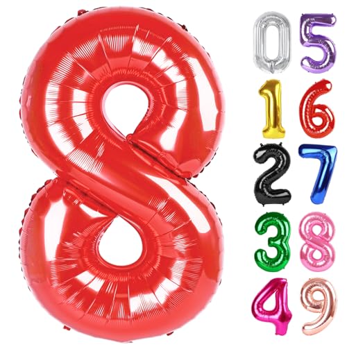 Rot Luftballon Zahl 8 40 Zoll, 8 Geburtstag Party Dekorationen für Kinder, Riesen Glitzer 8 Form Folienballon für Party Supplies Rot Luftballon Zahl 8 40 Zoll, 8 Geburtstag Party Dekorationen für Kinder, Riesen Glitzer 8 Form Folienballon für Party Supplies von IWERP