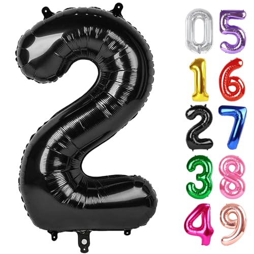 Schwarz Luftballon Zahl 2 40 Zoll, 2 Geburtstag Deko für Kleinkind Mädchen Jungen, Funkelnde 2 Zahlenballon Party Decor Schwarz Luftballon Zahl 2 40 Zoll, 2 Geburtstag Deko für Kleinkind Mädchen Jungen, Funkelnde 2 Zahlenballon Party Decor von IWERP