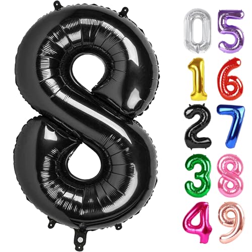 Schwarz Luftballon Zahl 8 40 Zoll, 8 Geburtstag Party Dekorationen für Kinder, Riesen Glitzer 8 Form Folienballon für Party Supplies Schwarz Luftballon Zahl 8 40 Zoll, 8 Geburtstag Party Dekorationen für Kinder, Riesen Glitzer 8 Form Folienballon für Party Supplies von IWERP