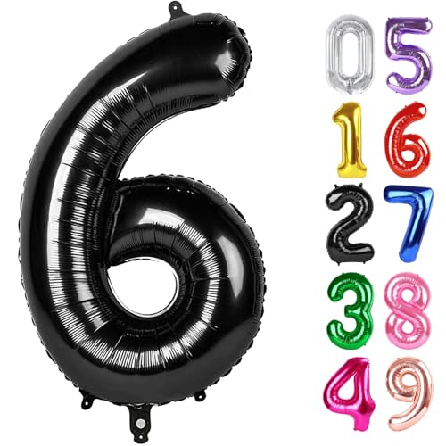 Schwarz Zahl 6 Ballon 40 Zoll, 6 Geburtstag Party Dekorationen für Kinder, Riesen Glitzer 6 Form Folienballon für Partybedarf Schwarz Zahl 6 Ballon 40 Zoll, 6 Geburtstag Party Dekorationen für Kinder, Riesen Glitzer 6 Form Folienballon für Partybedarf von IWERP