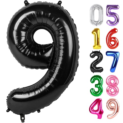 Schwarz Zahl 9 Ballon 40 Zoll, 9 Geburtstag Party Dekorationen für Kinder, Riesen Glitzer 9 Form Folienballon für Partybedarf Schwarz Zahl 9 Ballon 40 Zoll, 9 Geburtstag Party Dekorationen für Kinder, Riesen Glitzer 9 Form Folienballon für Partybedarf von IWERP