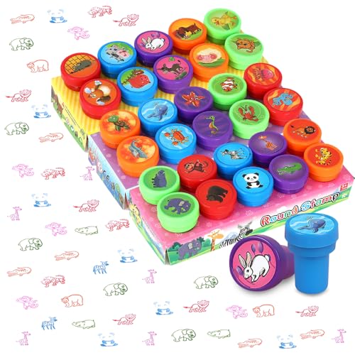 IWILCS Stempel Kinder, 30 Stück Stempelset Tiere, Niedliche Spielzeugstempel für Kinder, Selbstfärbende Stempel für Kinde PartyFavor, Geburtstagsgeschenk, Halloween Party Favor IWILCS Stempel Kinder, 30 Stück Stempelset Tiere, Niedliche Spielzeugstempel für Kinder, Selbstfärbende Stempel für Kinde PartyFavor, Geburtstagsgeschenk, Halloween Party Favor von IWILCS