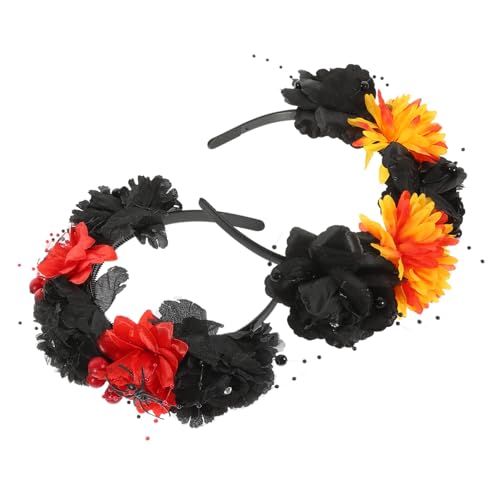 IWOWHERO 2 Stück Halloween Haarschmuck Damen Stoff Haarreif mit Rosenblüten Modisches Halloween Blumen Haarband Stilvoller Kopfschmuck für Party und Kostüm Vielseitig Kombinierbar von IWOWHERO
