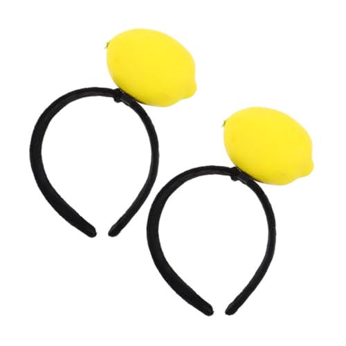 IWOWHERO 2 Stück Lustige Zitronen Haarreifen Plüschige Obst Kostüm Haarbänder Realistische Fruchtform Party Accessoire für Junggesellinnenabschiede Geburtstage Hochzeiten von IWOWHERO