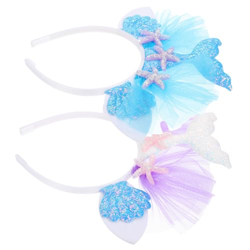 IWOWHERO 2 Stück Meerjungfrauenschwanz Haarreif Bunte Muschel Haarbänder für Halloween und Karneval Langlebiger Haarschmuck für Frauen und Mädchen für Party und Cosplay von IWOWHERO
