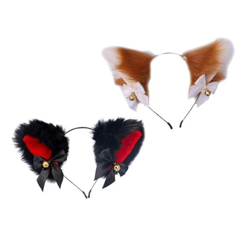 IWOWHERO 2 Stück Plüsch Katzenohren Haarreif mit Schleife und Glocke Weiches Stirnband für Mädchen Party Haarschmuck Bequemes Accessoire für Geburtstag Fotoshooting Festliche Anlässe IWOWHERO 2 Stück Plüsch Katzenohren Haarreif mit Schleife und Glocke Weiches Stirnband für Mädchen Party Haarschmuck Bequemes Accessoire für Geburtstag Fotoshooting Festliche Anlässe von IWOWHERO