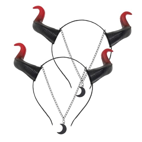 IWOWHERO 2 Stück Teiliges Halloween Hörner Stirnband Rot Schwarz Leichtes Cosplay Haarschmuck Modisches Party und Karnevalsaccessoire für Damen und Herren IWOWHERO 2 Stück Teiliges Halloween Hörner Stirnband Rot Schwarz Leichtes Cosplay Haarschmuck Modisches Party und Karnevalsaccessoire für Damen und Herren von IWOWHERO