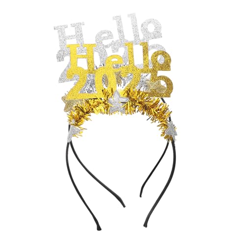IWOWHERO 2 Stück Teiliges Neujahrs Stirnband Glitzer Haarreifen Damen Party Haaraccessoires Silvester Deko Festlicher Kopfschmuck für Neujahrsfeiern und Geburtstagsdekoration von IWOWHERO