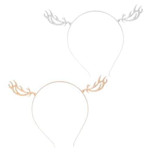 IWOWHERO 2 Stück Teiliges Rentier Geweih Haarreif aus Metalllegierung Leichtes Handgefertigtes Weihnachts Stirnband für Damen und Mädchen Klassischer Xmas Kopfschmuck für Festliche Party von IWOWHERO