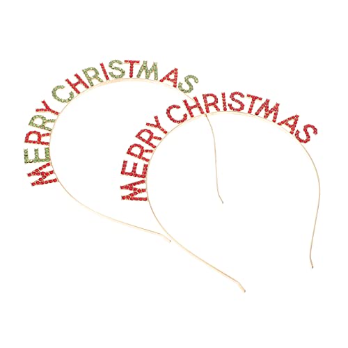 IWOWHERO 2 Stück Weihnachtliche Haarreifen Festliche Haarbänder mit Merry Christmas Rote und Mehrfarbige Kopfaccessoires für Weihnachts und Kostümparty Geeignet für Frauen und Mädchen von IWOWHERO